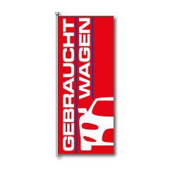 Fahne "Gebrauchtwagen", 150 x 400 cm, rot/blau 