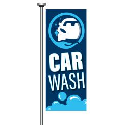 Flag "Car Wash", blue/white, 120 x 300cm 