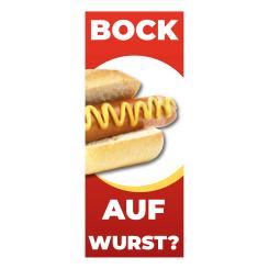 Fahne "Bock auf Wurst, 150 x 400 cm 