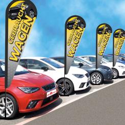 Surf banner "Gebrauchtwagen" yellow/black 