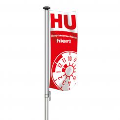 Fahne "Hauptuntersuchung" rot/weiß, 120 cm x 300 
