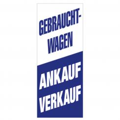 Fahne "Ankauf - Verkauf", 120x300 cm, blau/weiß 