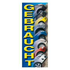 Fahne "Gebraucht" fotoline, 120 x 300cm (BxH) 