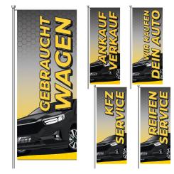 Fahnen, gelb/schwarz, MIT oder OHNE Hohlsaum 