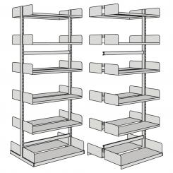 Anbaufeld für Freiarm-Regal, doppelseitig 2250 mm mit 2 x 6 Böden | 1000 mm