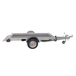 Motorcycle trailer low loade –hydraulically lower. 