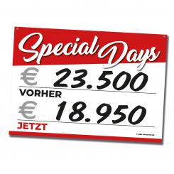 Verkaufsschild A3 "Special Days", rot, 25 Stück 