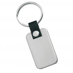 Key Fob, matt metal with leather thong 