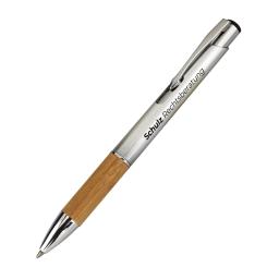Retractable ballpoint pen, bamboo sleeve, metal cl 