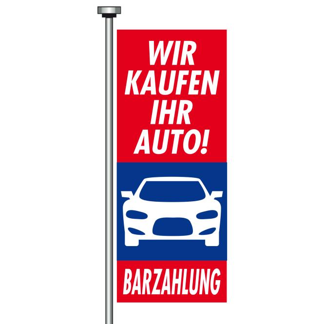 Flag "Ankauf & Verkauf" red/blue