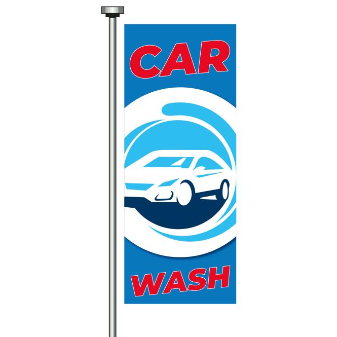 Fahne "Car Wash", rot / blau, 120 x 300 cm