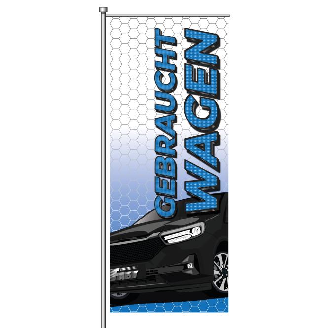 Flag different content, yellow black | Used cars | 150 x 400 cm | yes