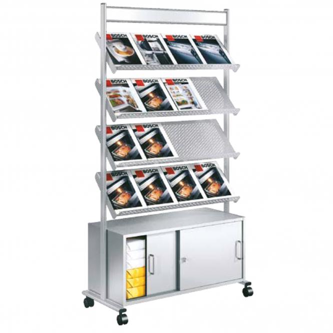 Brochure Racks | 16 x DIN A4, with lockable storage cabinet
