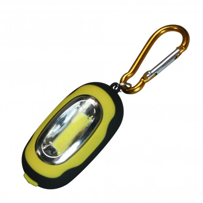 Lampen Schlüsselanhänger 2W COB mit Karabinerhaken | gelb | mit Firmeneindruck