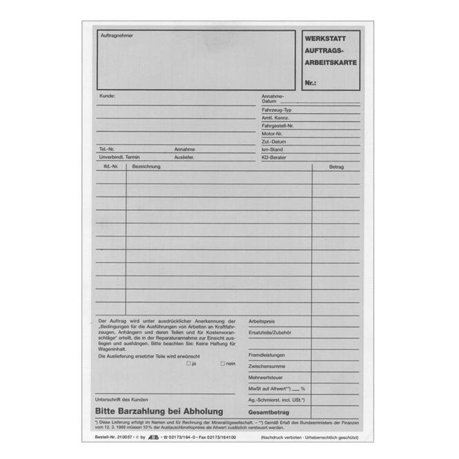 schedule for German car-dealers, 100 piece | DIN A5