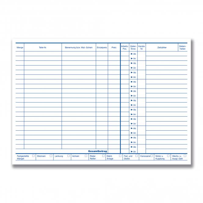 schedule for German car-dealers, 100 piece | A4 SIZE