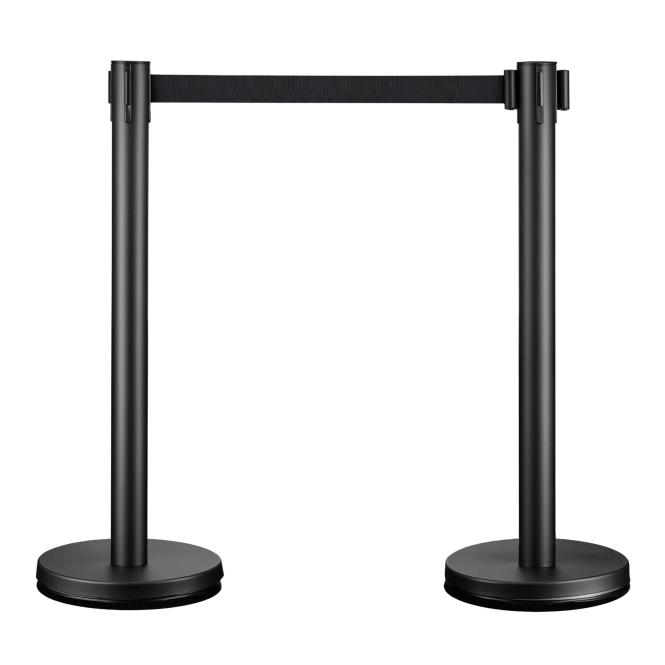 Barrier post made of stainless steel, black