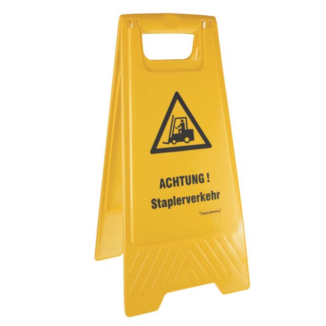 Warnschilder Zusammenklappbar 61cm, gelb | Achtung! Staplerverkehr
