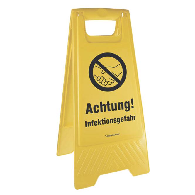 Warnschilder Zusammenklappbar 61cm, gelb | Achtung! Infektionsgefahr