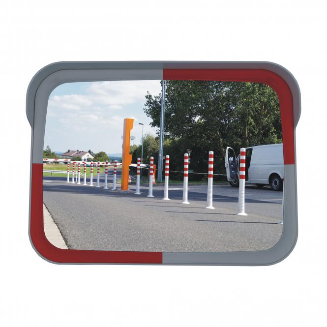 Traffic Mirror, 80 x 40 dm, red/white