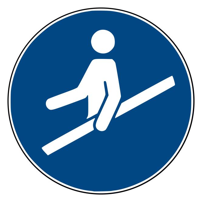 Mandatory Signs according to ASR A1.3 and DIN EN | Handlauf benutzen | Foil