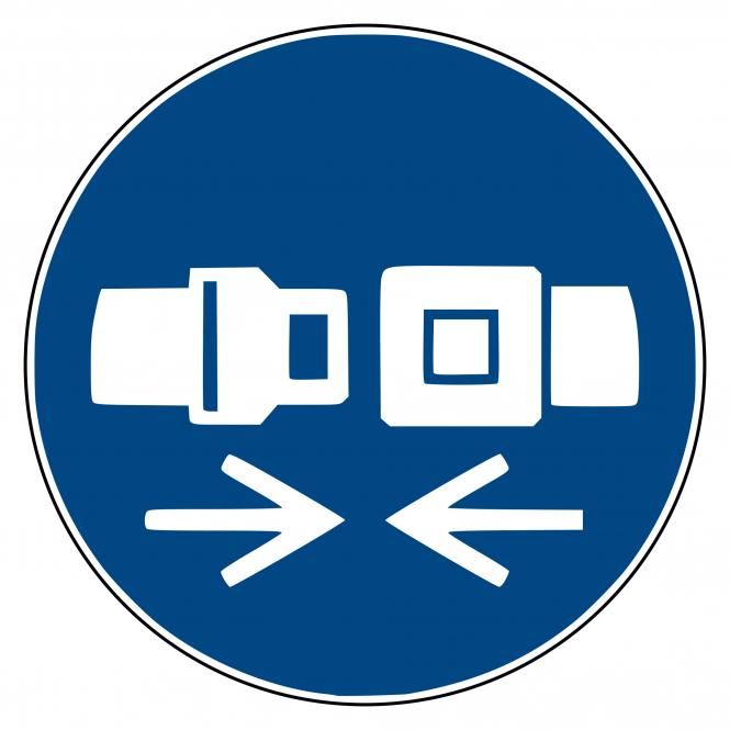 Mandatory Signs according to ASR A1.3 and DIN EN | Rückhaltesystem benutzen | Foil