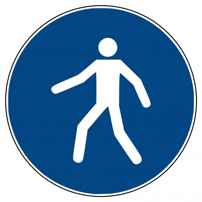 Mandatory Signs according to ASR A1.3 and DIN EN | Fußgängerweg benutzen | Foil