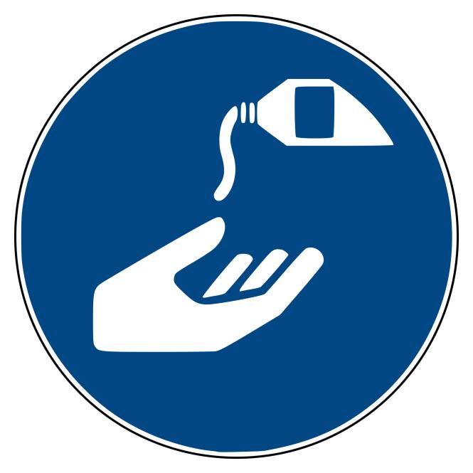 Mandatory Signs according to ASR A1.3 and DIN EN | Hautschutzmittel benutzen | Foil