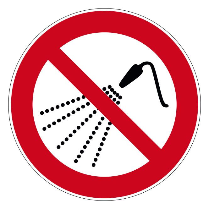 Verbotsschilder nach ASR A1.3 und DIN EN 7010 | P016 - Mit Wasser spritzen verboten | Folie