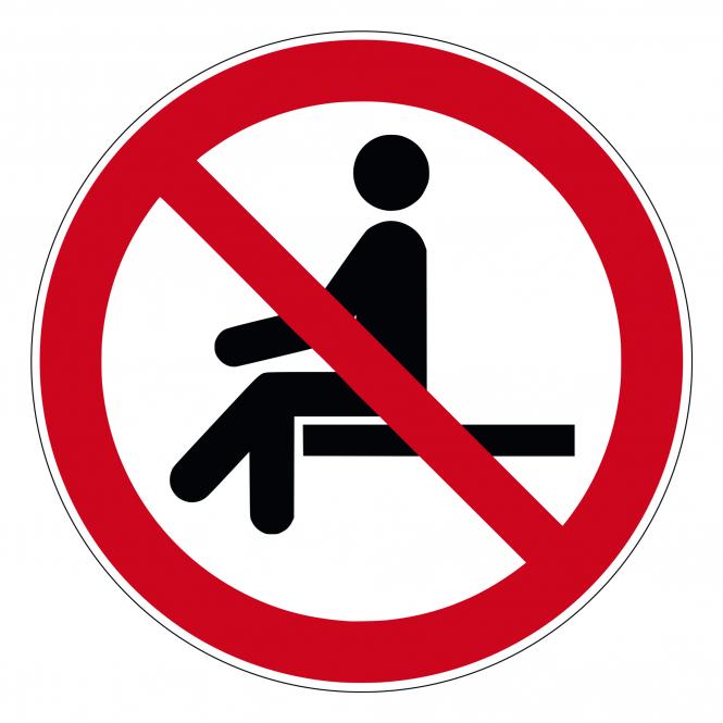 Verbotsschilder nach ASR A1.3 und DIN EN 7010 | Sitzen verboten | Kunststoff