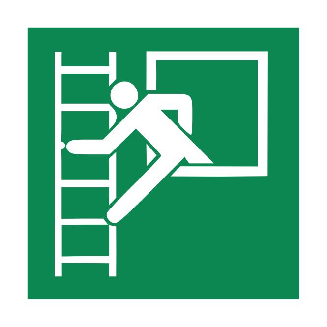 Safety Signs according to ASR A1.3, DIN EN ISO7010 | Notausstieg mit Fluchtleiter | Foil