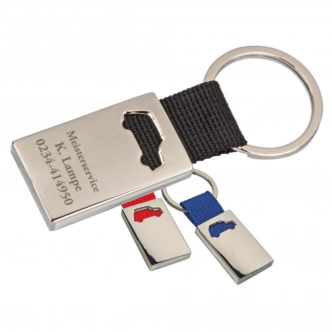 Key Fob, metal and nylon, car motive