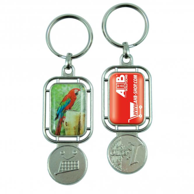 Key Fob with metal chip for shopping cart