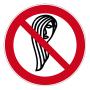 Prohibition Sign "Operation with long hair is pr."