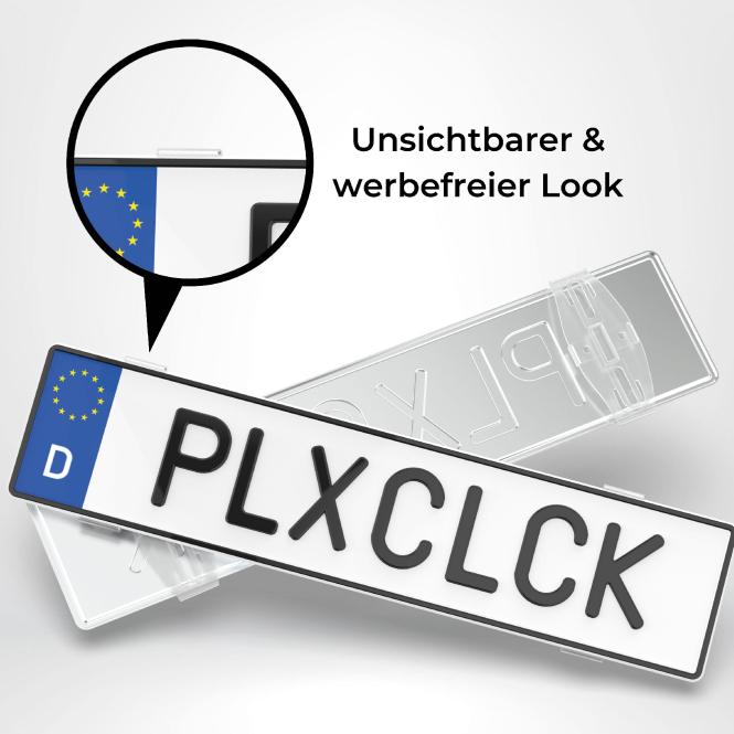 Plexiclick® Rahmenlose Kennzeichenhalterungen