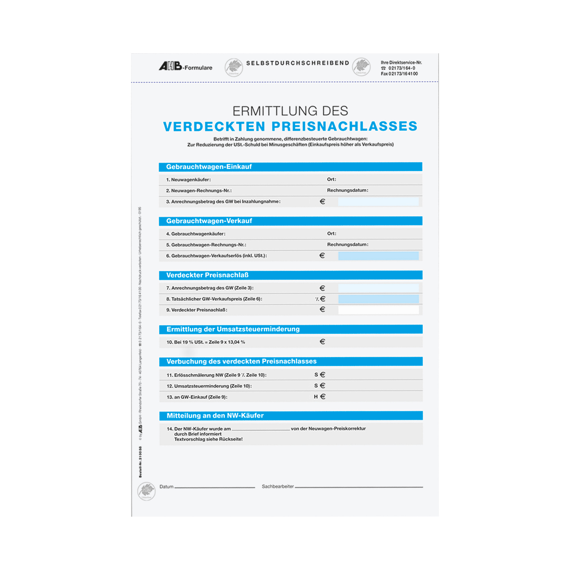 Ermittlung d. verdeckten Preisnachlasses jetzt online kaufen im AHB Shop