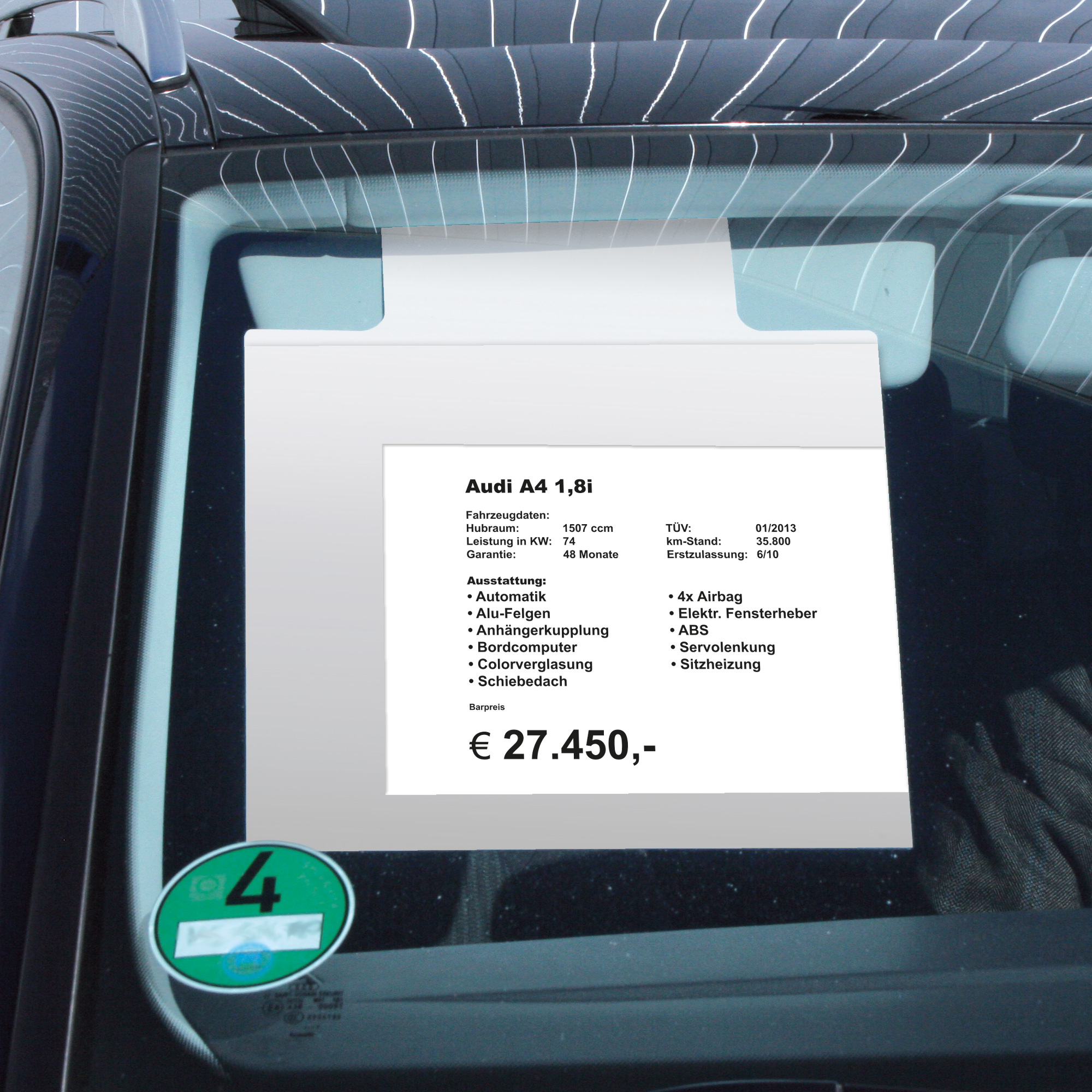 100x Preisschild Verkaufsschild PKW Auto KZF A4 Autohandel beide Seiten bedruckt 