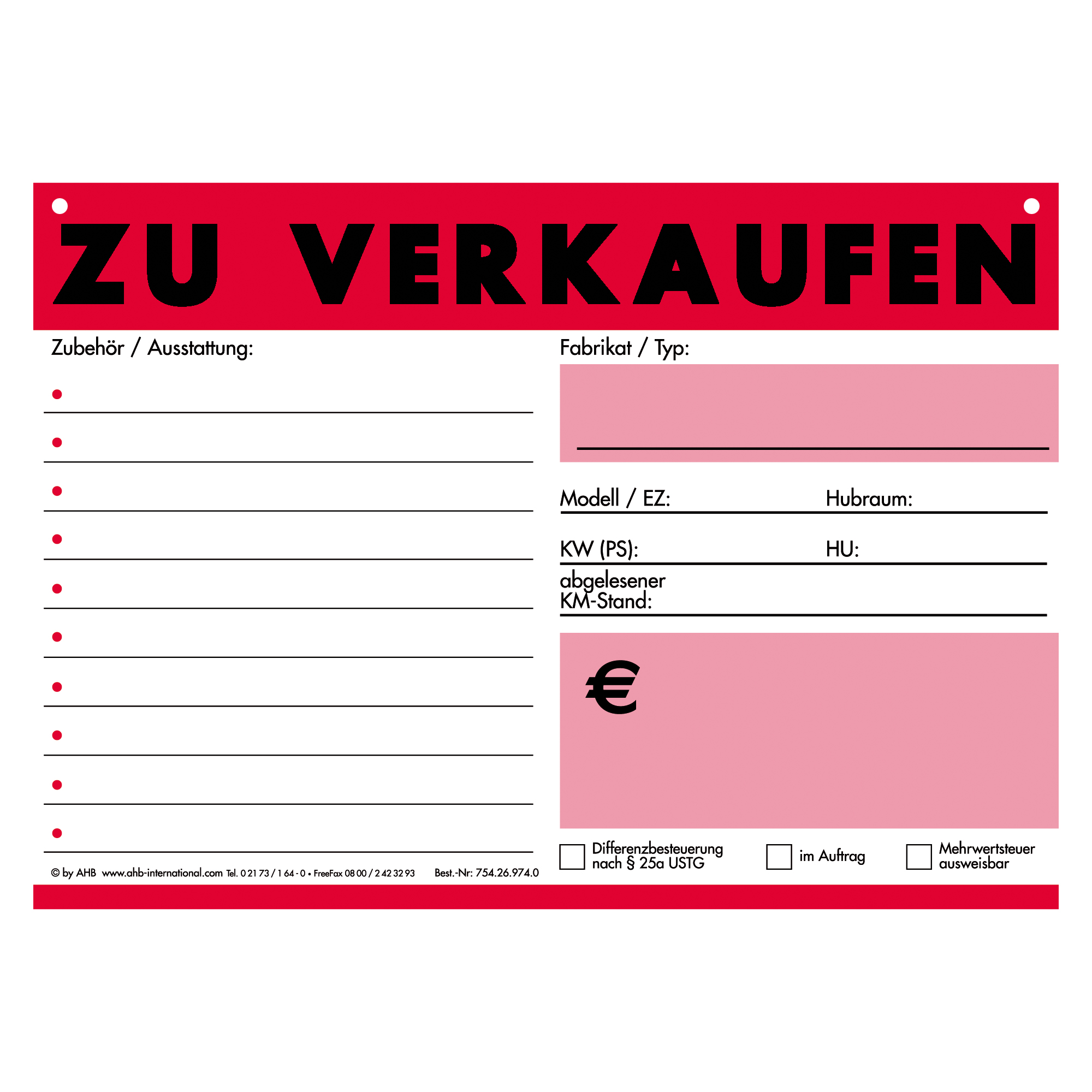 kfz verkaufsschilder